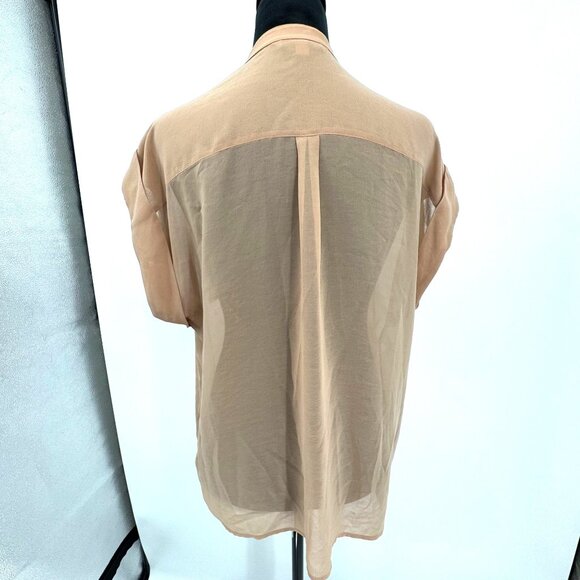 2/$18‎ SALE! Cabi Button Up Beige Blouse S Lightweight Sheer Old Money Feminine - Picture 7 of 8